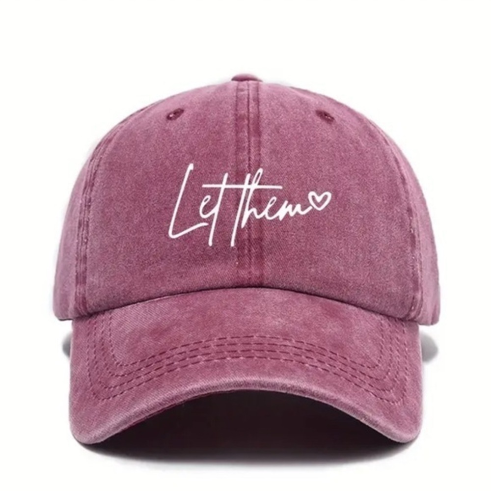 Pink Baseball Cap with 'Let Them' Print